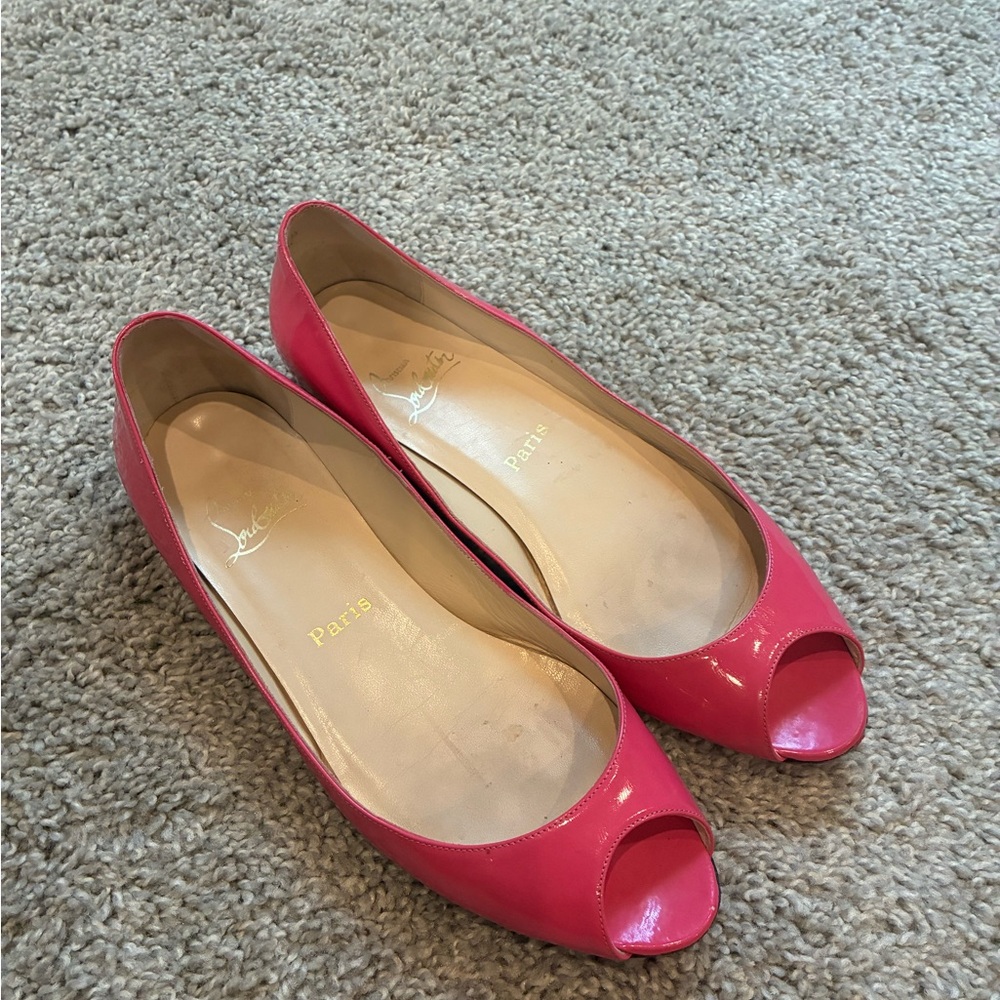 Christian Louboutin Pink Peep-Toe Flats